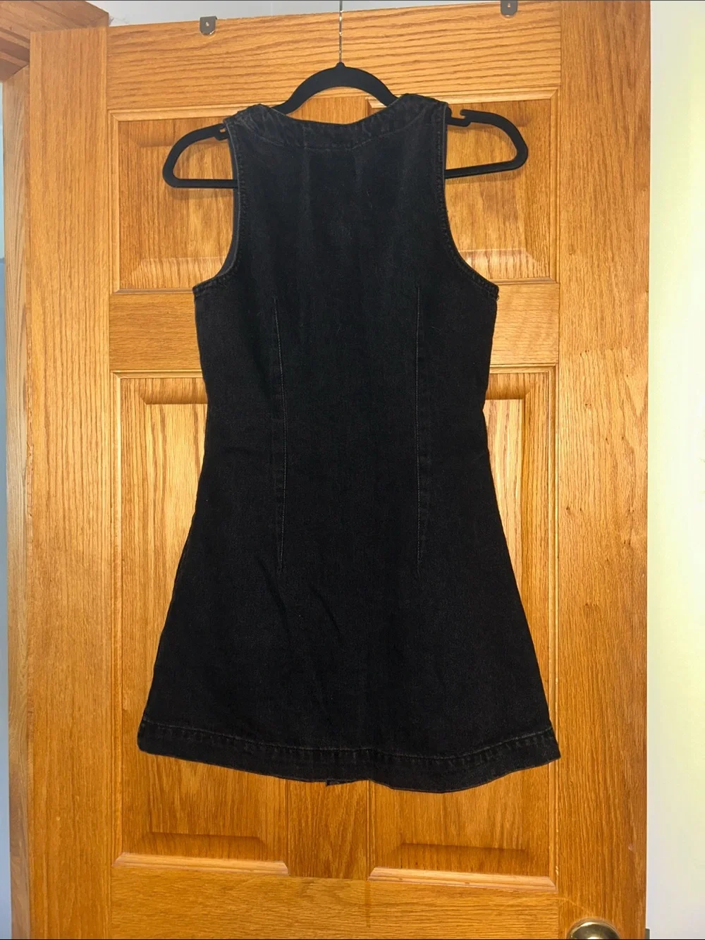H&M Divided Sleeveless Black Denim Button-Up Mini Dress | Size Small
